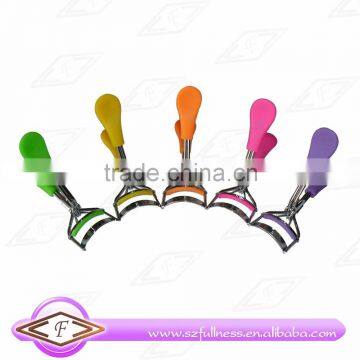 high quality professional eyelash curler with silicon handle and pad in neon color cosmetic eyelash curler