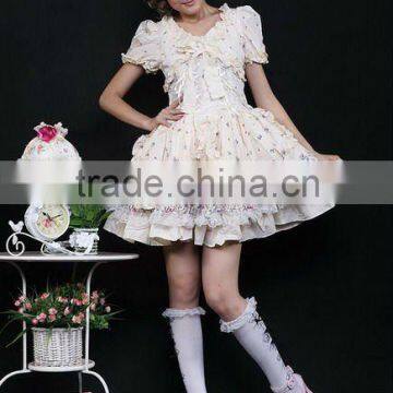 White Cotton Floral Lace Sleeveless Sweet Lolita Dress 81046