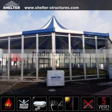 Blue and White PVC Fabric Polygonal Style Multi-sides Event Dome Tent With Glass Wall photo-2