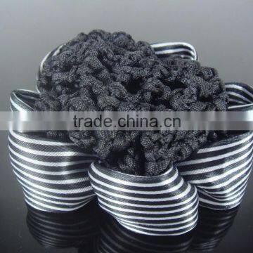 Striple Satin Fabric Crochet Hair Snood Bun Cover Hairnet Snood Cover