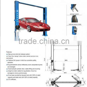 Two Post Auto Lift Clear Floor Overhead with capacity 5ton