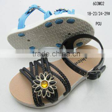 Elegent PCU girls open-toe sandals with flower