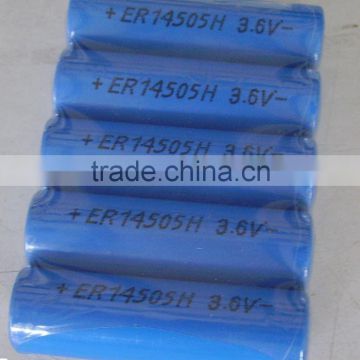 AA size ER14505 3.6V primary lithium thionyl chloride battery