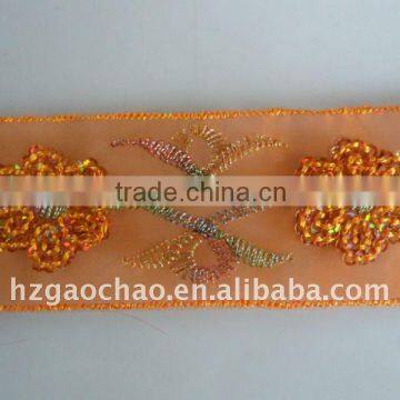 Quietly Elegant Design Organza Embroidery Lace Ribbon