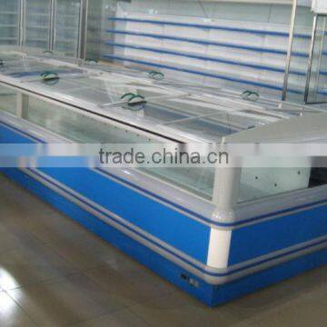 Supermarket island display meat freezer showcase with remote compressor