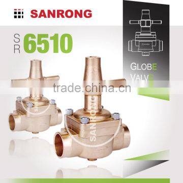 SR 6510 6540 2-Way Straight Brass Globe Valve for Refrigeration, Air Conditioning Stop Valve, Castel Globe Valve