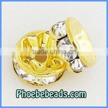 Wholesale 8mm Gold Spacers Rondelle Beads Pave Bling Czech Crystal Rhinestone Findings For DIY Making Jewelry RRS-A001A