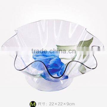 BPA free middle size fashional transparent acrylic fruit plate dry fruit plate