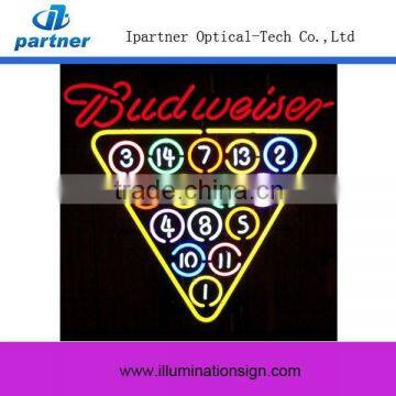 UL Listed Budweiser 15 Ball Rack Neon Light Sign
