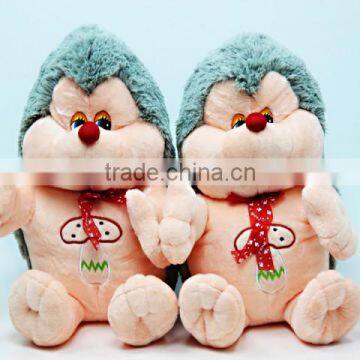 30cm fashional popular customized plush hedgehog animal toy with silk bowtie for valentine festival