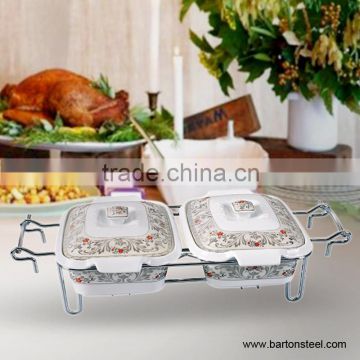 Twin Ceramic Chafing Dish and Food Warmer