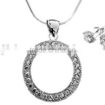 fashion circle rhinestone pendant and solitaries jewelry sets