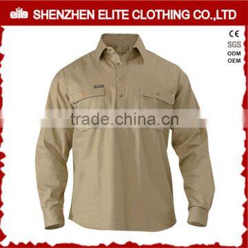 custom design 100% cotton khaki work shirts for men