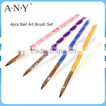 ANY Professional Nail Art Building Care 4PCS Wire Brush Set Pure Kolinsky Acylic Brush