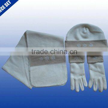 Polyester knit fleece scarf hat gloves winter sets for children