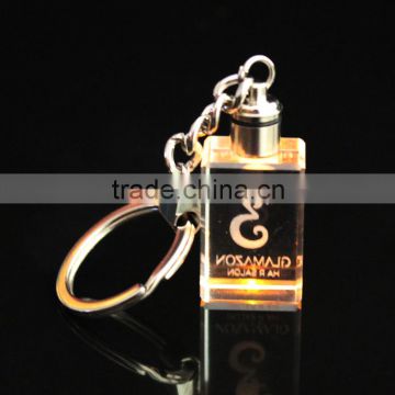 2016 promotional high quality led crystal key chain ring