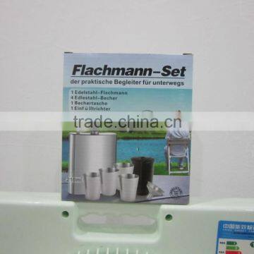 7oz Hip Flask Set With 4pcs Cup in Leather Bag and Large Funnel in Gift Paper Box photo-2