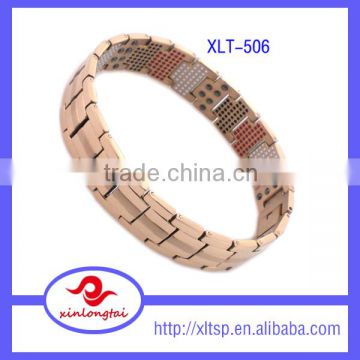 Attractive girls jewelry rose gold many energy element magnetic titanium bracelet