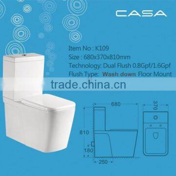 Ceramic porcelain Skirted water closet wash down square flush toilets