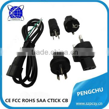 US UK AU EU plug AC cord/US desktop power supply cable