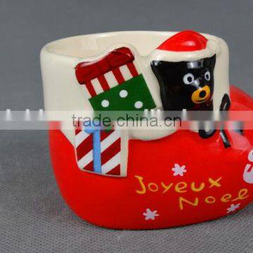 creative hot-selling lovely cartoon christmas gift red shoes boot model of ice cream ceramic mug without handle