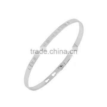 Memories Bangles with Customize Design Word 'LIVE YOUR DREAM' with 4mm/7mm Width