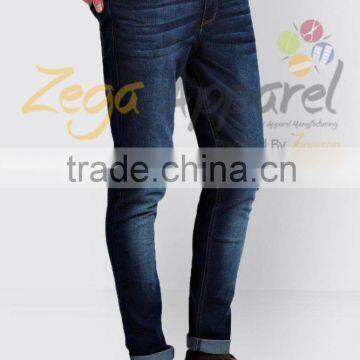 Zega Apparel wholesale designer italy cool man black denim jeans with bottom folded