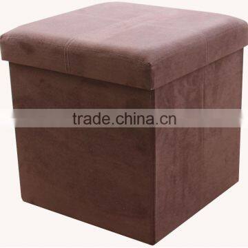 Brown Suede Folding Storage Ottoman