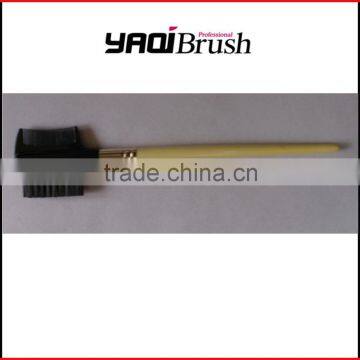 Eye brow brush with wooden handle