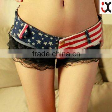 2015 new low waist lace short american flag shortsJXH383