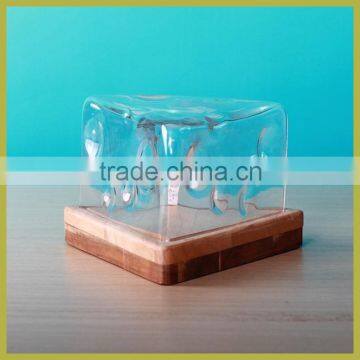 Unique triangular glass cake dome cover with plate box