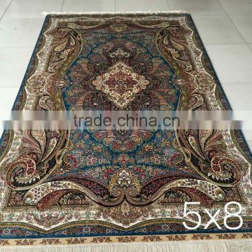 blue color high density double knot handmade silk rugs classic antique design handmade silk carpet chinese silk persian carpet