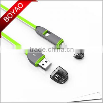 2016 Hotselling New Style 2 in 1 USB data Cable, multi-function micro usb data cable 1m