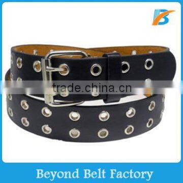 Beyond Mens Womens Trendy Double Grommets Hole Black PU Leather Belt                        
                                                Quality Choice