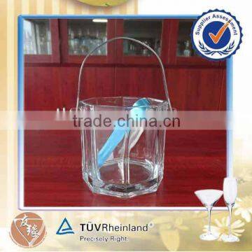 Hot selling 800ml glass bulk ice bucket with metal handle