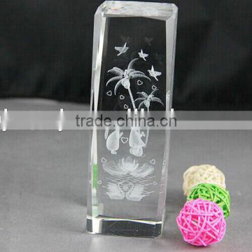 Hot selling laser engraved 3d crystal cube for gifts CL-M024