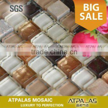 Stone Glass Tile - glass and stone mosaic tile, stone mix amber glass background wall tile ESSZGS078