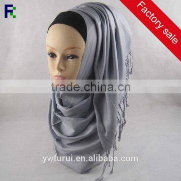 Wholesale Charm Popular Women Scarf Hijab With Tassels Turban Shawl