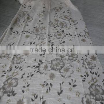 Simple curtain design baby room floral printed linen mixed curtain fabric