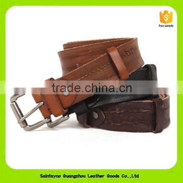 China leather factory luxury cross pattern leather belt men 16234