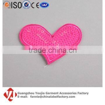 Heart Shaped Insignia Sequin Patch Embroidery Chapter Clothes Badge Stickers Decal