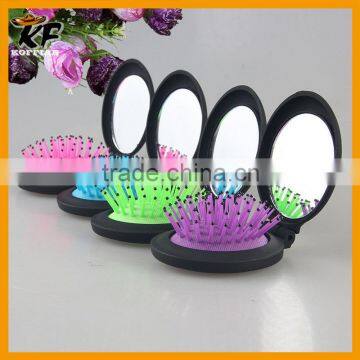 wholesale cheap foldable round private label hair brush with mirror