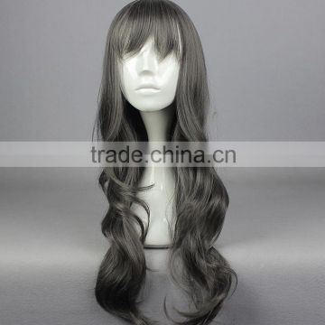 Fashion 70cm Long Curly Gray Mixed Lolita Anime Synthetic Cosplay N488