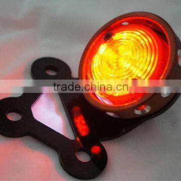 custom motorcycle led brass tail light-covers over tail Rodda / red lens - Bike RetroTail Light