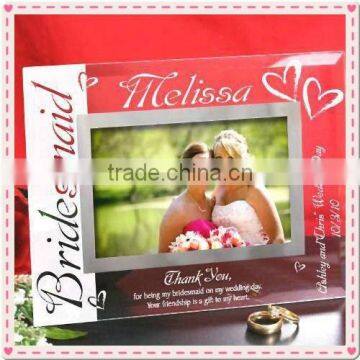 Popular Etched Bridesmaid Glass Picture Frame For Wedding Souvenir