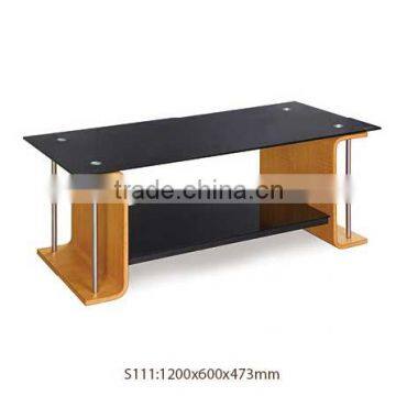 Fashion Shape Walnut Coffee Tempering Glass Table S111-4