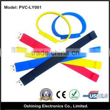 Wholesale PVC/Silicone Bracelet USB Flash Drive 8gb Wristband Pen Drive Free Sample(PVC-LY001)