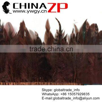 Top Supplier ZPDECOR Feather Dyed Brown Chinchilla Rooster Feathers Trim