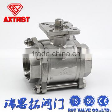 China 3PC SS Float Ball Valve Drawing with Direct Mounting Pad