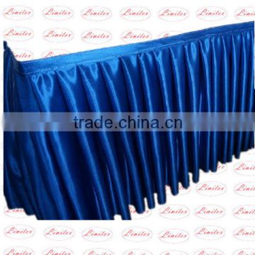 Polyester satin plain visa suede table skirts wedding banquet table skirts stage skirts